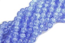 25 Lt Sapphire Blue Glass Crackle Loose Beads 8MM