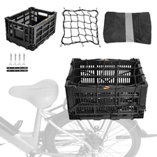 Bike Foldable Rear Basket, Rear Bicycle Cargo Rack, Ebike Storage Rear Basket