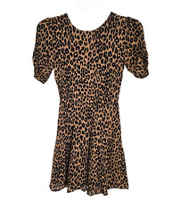 Reformation Womens Multicolor Leopard Print Mini Dress Short Sleeve Size 2