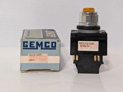 Gemco 404L35114PP5 404 Series Illuminated Pushbutton Switch, Amber, 4297X