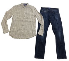 Gas Jeans men 2P SET L/S Collared Shirt Size 33 L32 Jeans Size Large mullticolor