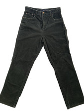 Vintage Corduroy Pants Bill Blass Women Size 10 High Rise Straight Leg Grey Blue