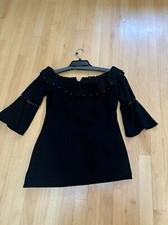 Elie Tahari -  Black Bell Sleeve Off Shoulder   Dress - 8