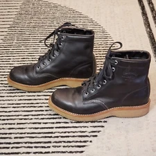 CHIPPEWA Women's Western Boots Vibram Soles Mid Top Black Leather 1901W24