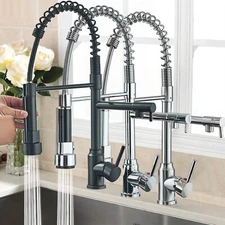 Commercial Kitchen Faucet with Pull Down Sprayer for Farmhouse Camper Laundry Rv