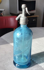Bouteille siphon eau de seltz ancien Bleu  A. CONTANT  Complète Très Bon Etat