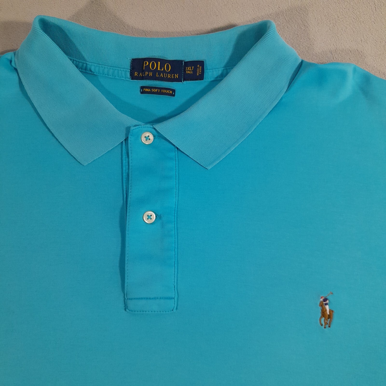 Polo Ralph Lauren Camicia Uomo 3XLT Blu Pima Cotone Soft Touch Carne Pony Preppy