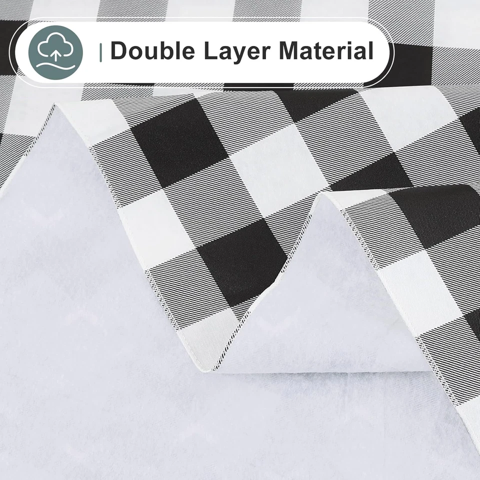 Rectangle Waterproof Vinyl Table Cloth, Buffalo 60" x 84" Black and White - Image 4 of 4