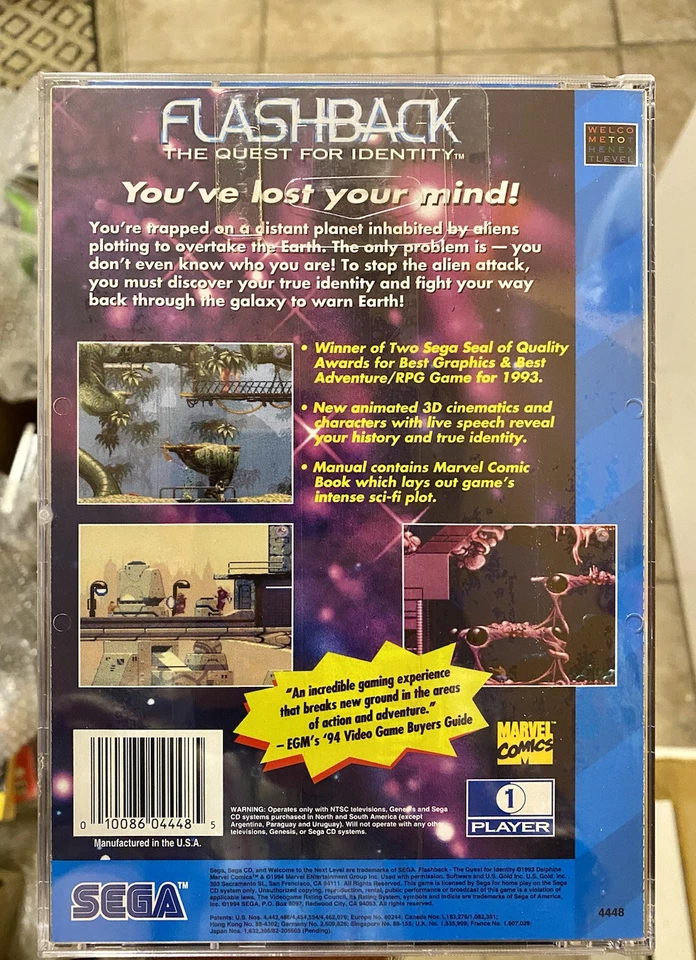 Flashback: The Quest for Identity NEW SEALED! Sega CD MARVEL V-LAP GOOD COND! - Image 2 of 4