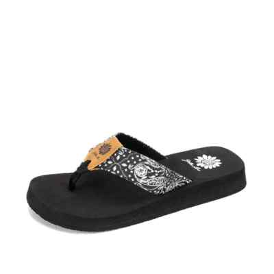 YELLOW BOX FLIP FLOPS FLANDER COLOR BLACK MEDIUM WIDTH