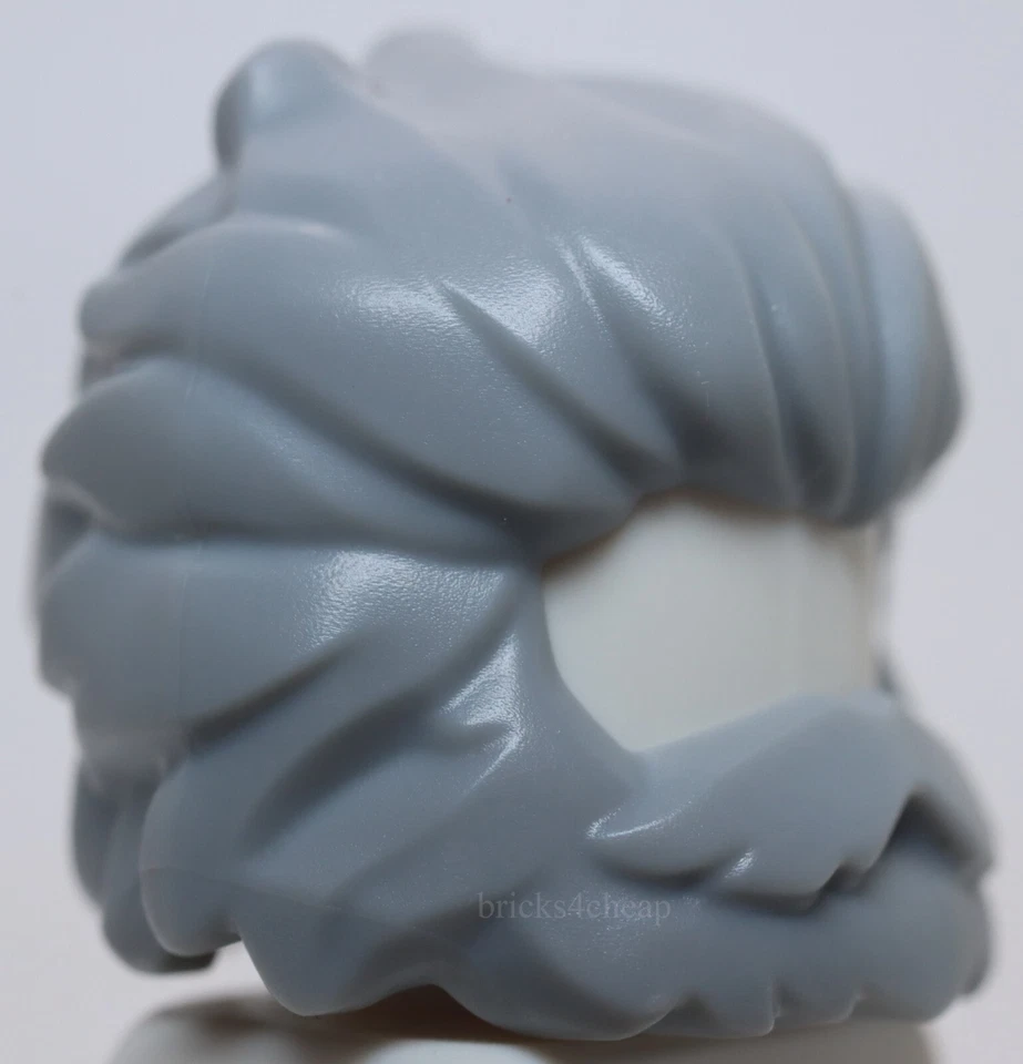 Lego Light Bluish Gray Minifig Hair Swept Back and Wavy with Short Beard - Image 2 of 2