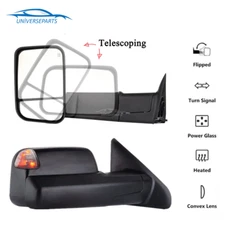 Tow Mirrors Power Heated Led Signal Lights LH & RH Set For 98-02 Dodge Ram