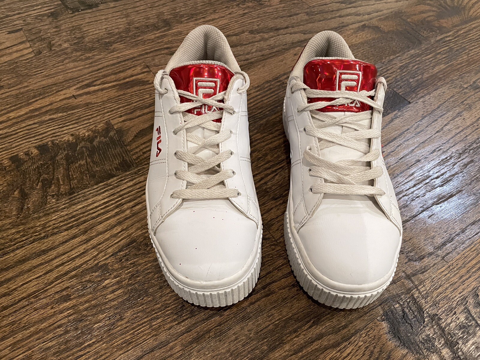 FILA Panache White Red Iridescent Platform Sneakers Shoes Women's Size 9.5 image 3