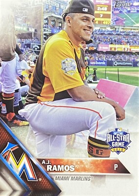 2016 Topps Update Series All Star #US253 A.J. Ramos Miami Marlins Cut Error Card