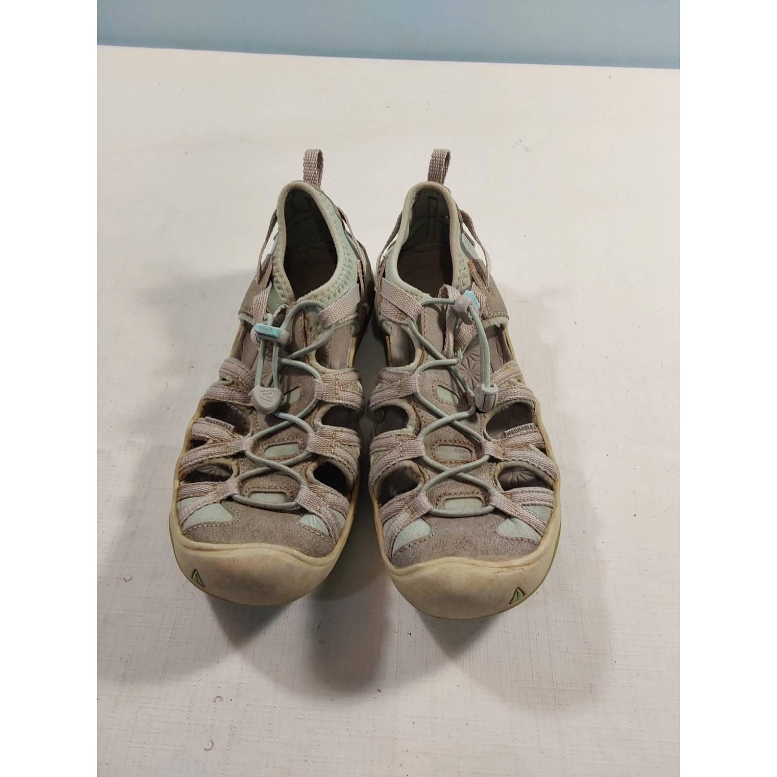 Keen Girls Sports Sandals Casual Gray Mint Comfort Waterproof Bungee Round Toe 3