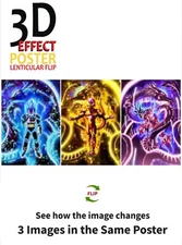 Goku Vegeta Frieza,3D Lenticular Effect- Anime Dragon Ball Z Poster, 3 In One