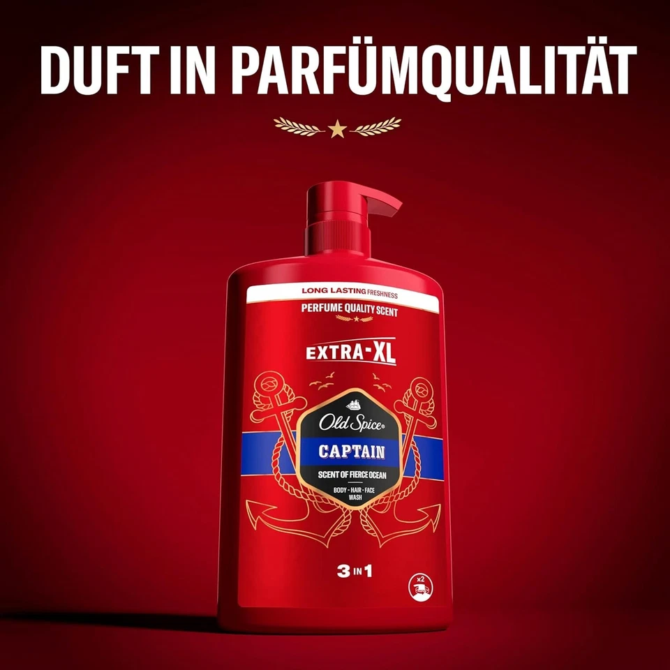 Old Spice Captain 3-In-1 Duschgel & Shampoo Für Männer, 1L, Langanhaltender, Fri - Bild 3 von 4