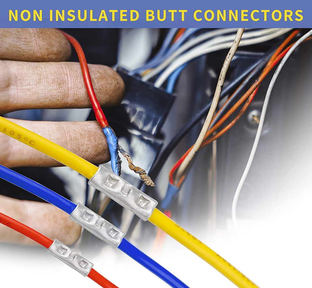 220PCS Non Insulated Butt Terminal Butt Splice Uninsulated Crimp 220PCS Non Insulated Butt Terminal Butt Splice Uninsulated Crimp