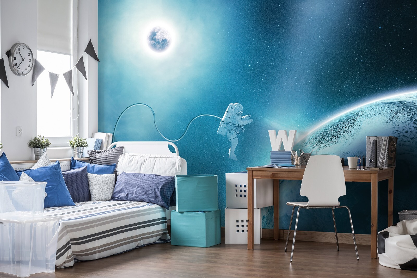 Espacio Walk Papel Pintado Fácil de Aplicar Pared Mural Adolescentes Dormitorio