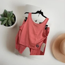 Nautica Competition 🛍️Womens M  Ribbed Crop Top/Biker Shorts Set Dubarry NEW