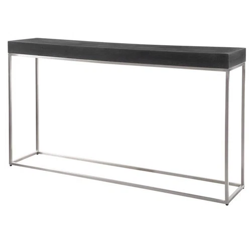 Uttermost Jase Contemporary Wood and Metal Console Table in Black/Silver - Picture 2 of 6