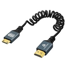 8K Mini HDMI to HDMI Coiled Cable 3FT, 48Gbps, Supports 4K-120Hz - For DSLR