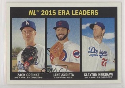 2016 Topps Heritage League Leaders Zack Greinke Jake Arrieta Clayton Kershaw 0l2
