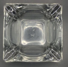 Vintage Clear Glass Square Ashtray