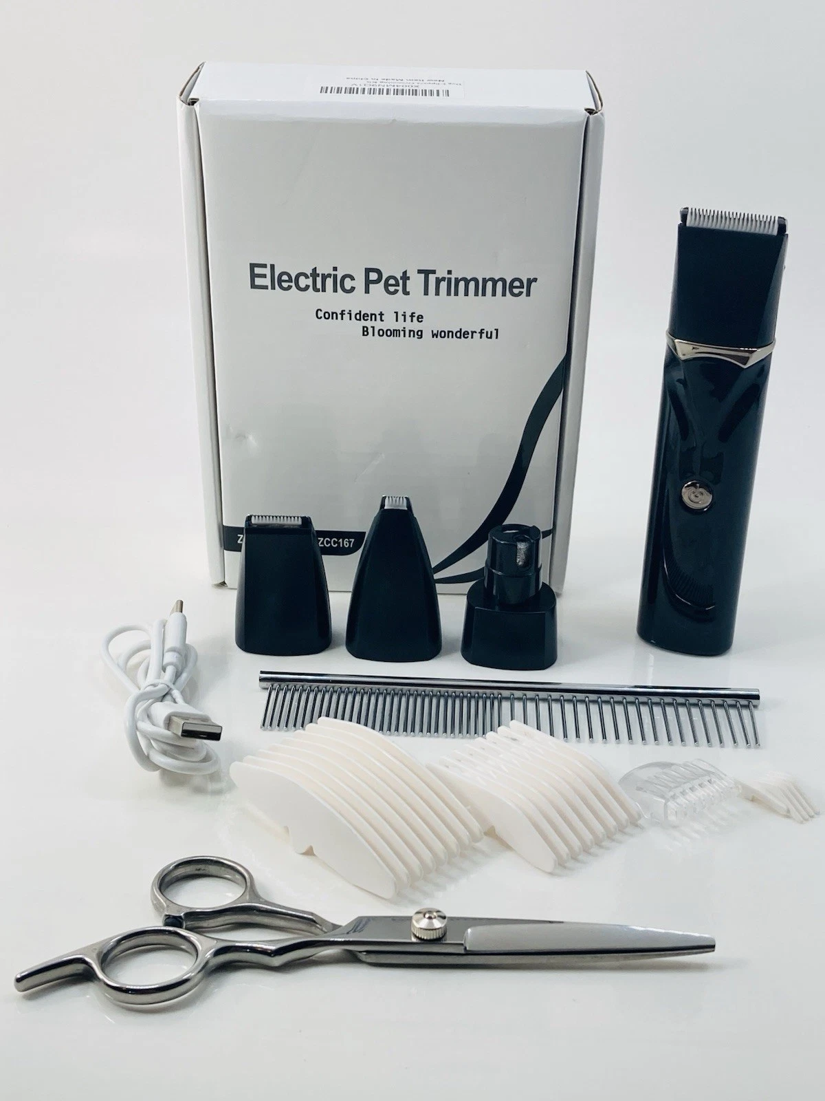 Cordless Electric Pet Grooming Trimmer Kit Dog Cat Hair Clipper Set Black