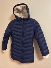 Eddie Bauer Duck Down Puffer Faux Sherpa Kids Hoodie Jacket Parka Ski XS 5/6