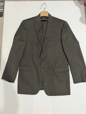 Lauren Ralph Lauren Suit 40L 100% Wool Brown 2 Button Jacket Waist 36 Pleated