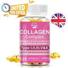 Kolagen Kapsułki Tabletki 3300mg Hydrolizowane Morskie Typ 1 Max Siła Skóra Włosy