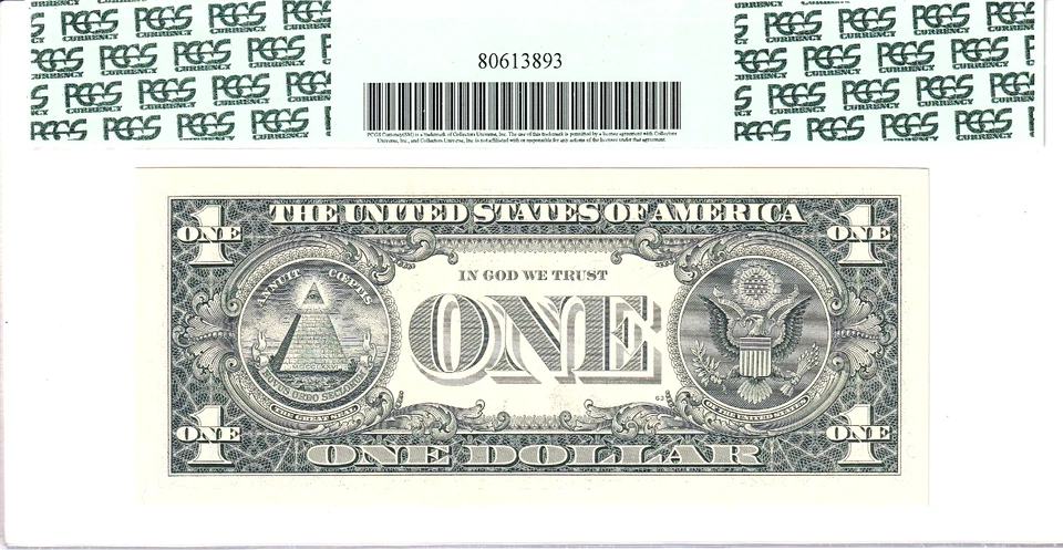 2003-A $1 FRN PCGS Gem New 65PPQ Fancy TRUE 0/1 BINARY Serial #B01111011G - Image 2 of 2