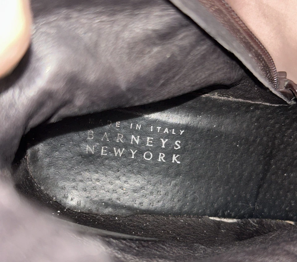 Botas de montar altas Barneys New York para mujer talla 7 cuero marrón oscuro hechas en Italia Foto 4 de 4