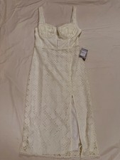 ASTR The Label White Lace Bodycon Sweetheart Strappy Midi Dress Side Slit M