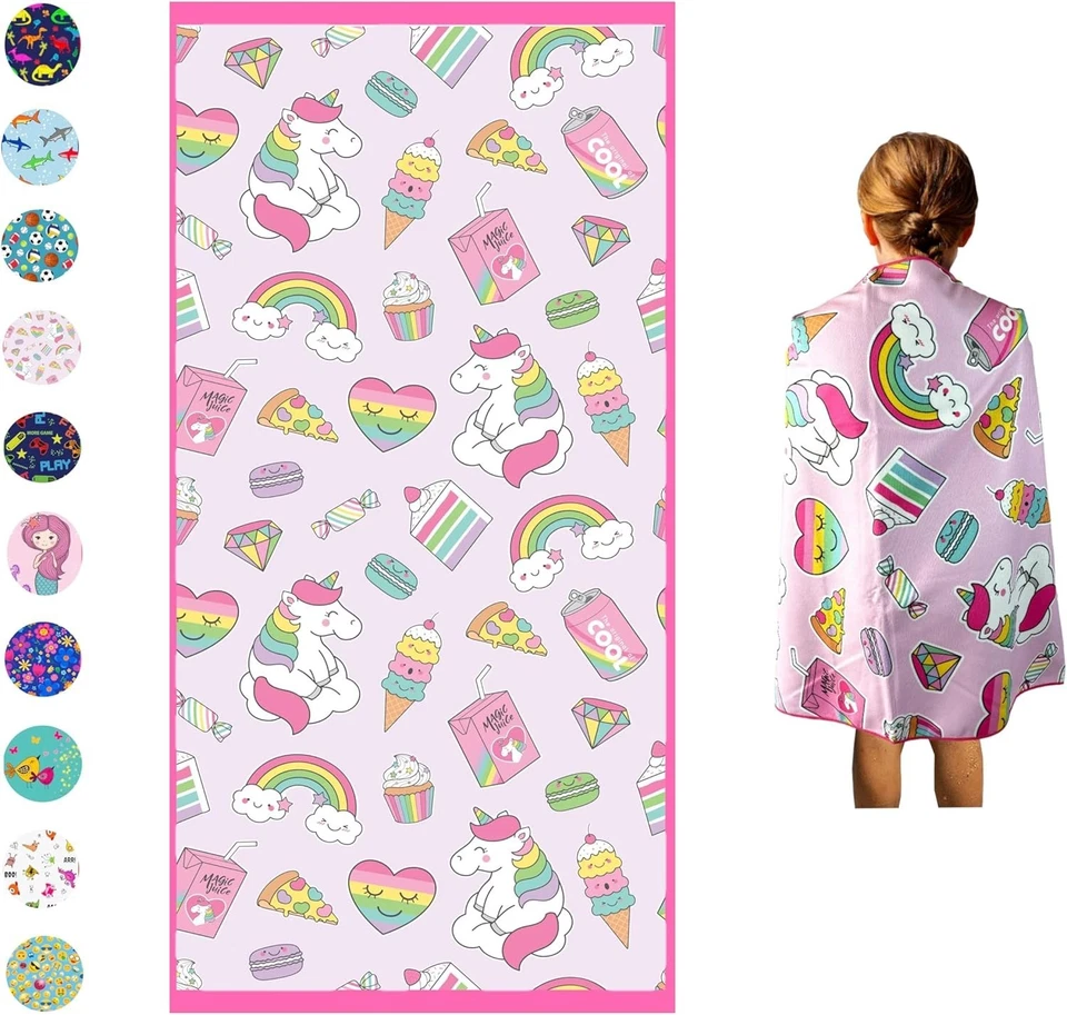 Kids Microfiber Beach Towel 30"x60" - Unicorn Design, Quick Dry & Lightweight - Image 3 of 4