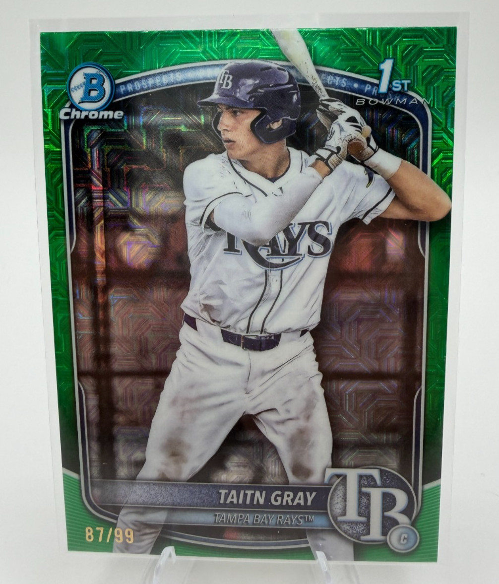 Taitn Gray 2025 1st Bowman Draft Chrome Mega Box Green Mojo Refractor /99 #BDC-7
