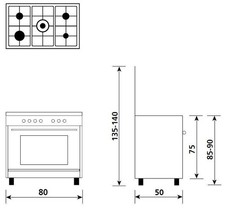 Glem Gas A855GX cucina Piano cottura Bianco A