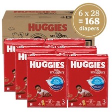 Huggies Little Snugglers Baby Diapers, Size 3, 16-28 lbs, 168 Count 6 Packs of