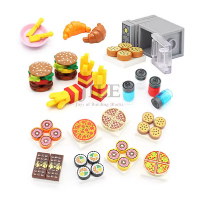 City Mini Food Building Blocks Hamburger Pizza Dessert Toy