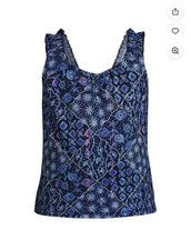 LANDS' END NEW Blue Tropical Ocean Tankini Swim Top Girl's Size 6/7 Small NWT
