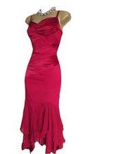 KAREN MILLEN ❤️ Vintage Red SILK DRESS SIZE UK 12 US 8 EU 40 WEDDING Evening
