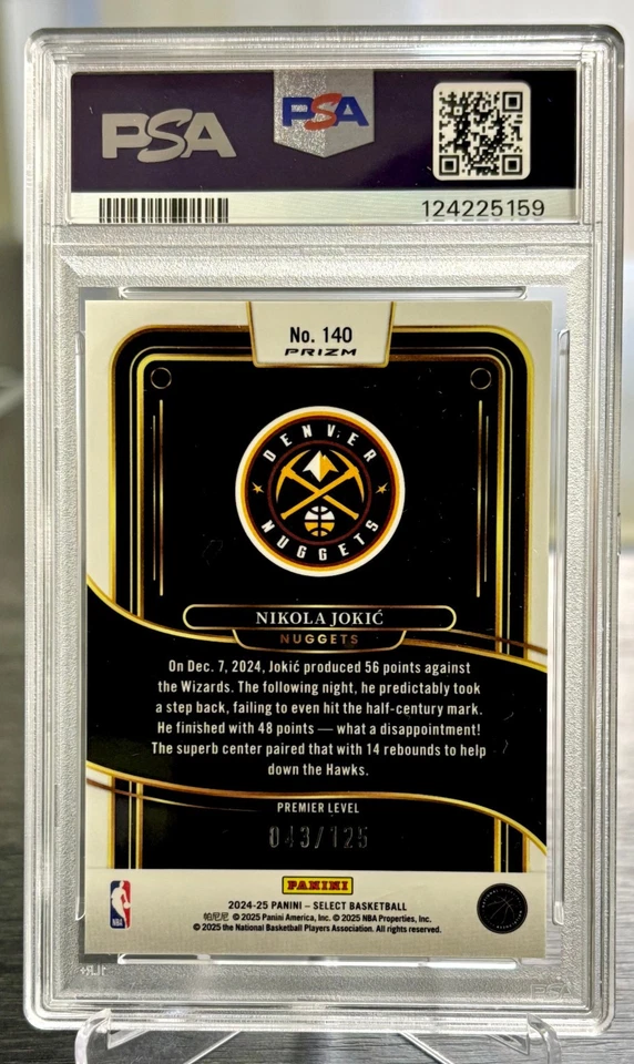 2024 Panini Select Nikola Jokic Premier Level Green Camo Prizm /125 - PSA 10 - Imagen 2 de 2
