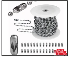 55Ft Ball Bead Chain Stainless Steel - Bulk Necklace Chain with 100 Matching