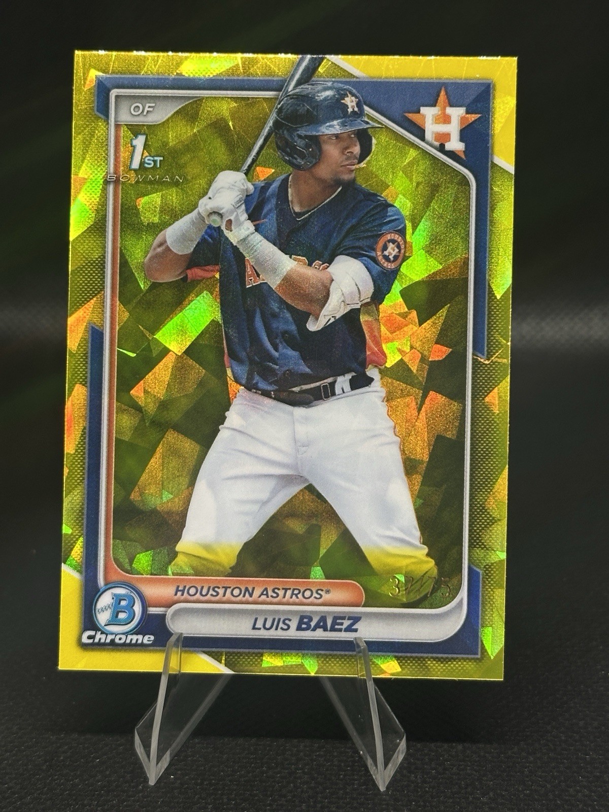 2024 Bowman Sapphire Luis Baez Yellow Refractor /75 1st Bowman Chrome