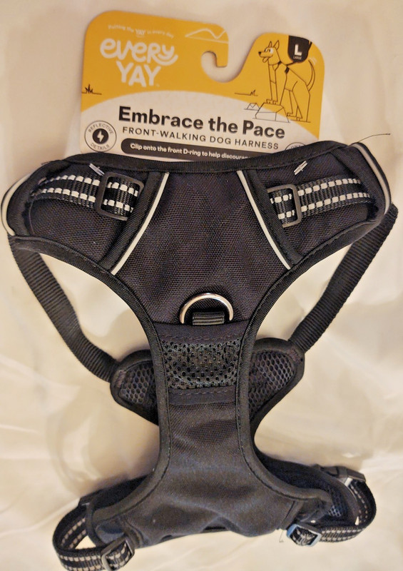 NEW Every Yay "Embrace The Pace" Non-Pull Front-Walking Dog Harness Black Large
