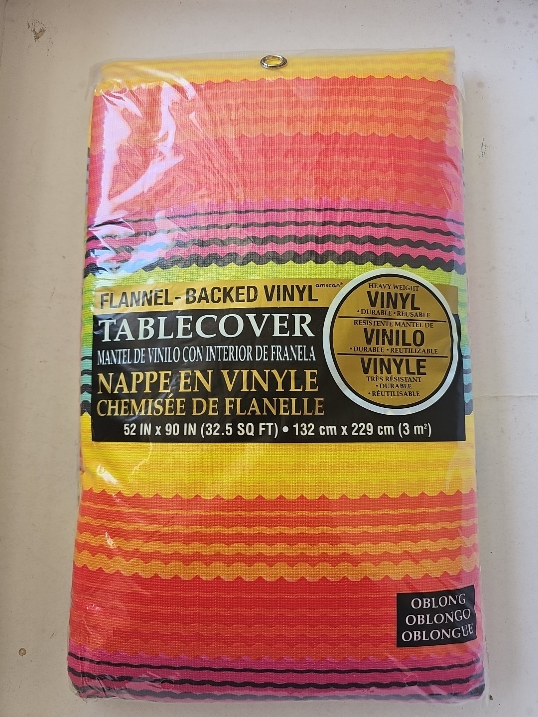 Vinyl Tablecloth Flannel Backed 52" x 90" Oblong Colorful Fi