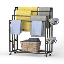 Free Standing Towel Rack for Bathroom, 4 Tier Floor Towel Holder Stand with S...