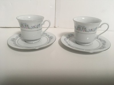 Set of 2 Crown Ming Fine China JIAN SHIANG Windsor Coffee Cup & Saucer 