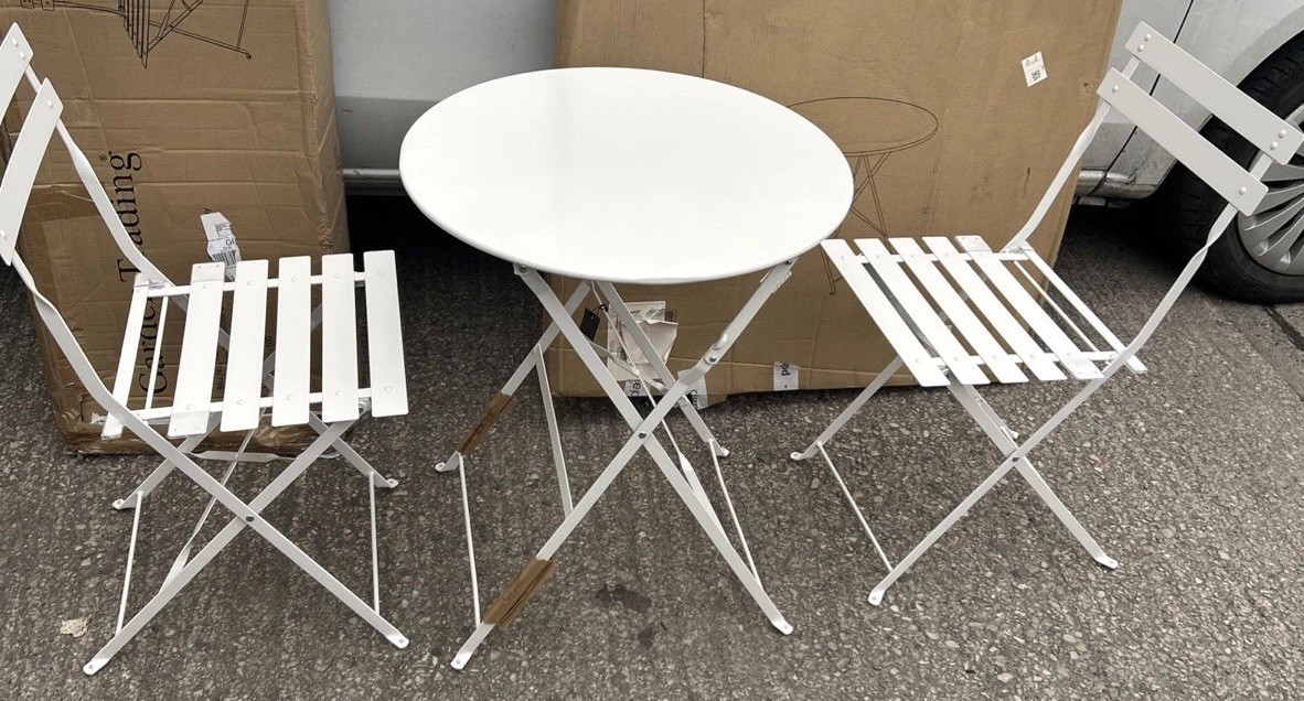 Garden Trading Outdoor Indoor Rive Droite Patio Bistro Set, Steel, Chalk RRP175
